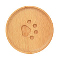 Dessous de verre rond en bois avec motif empreinte de patte antidérapant